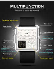 Original Sanda Triple Time Watch Sliver Colour with black Belt image 1