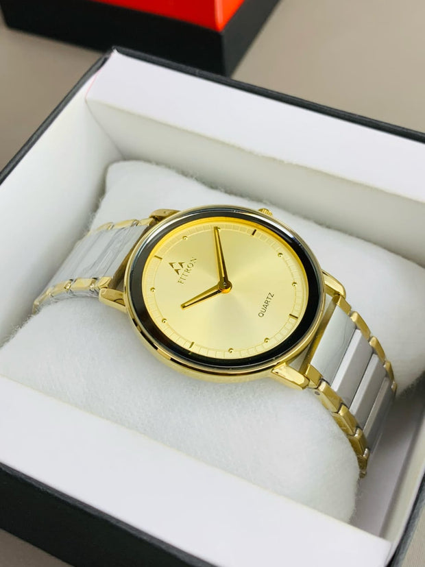 Fitron Classic Two tone chain with Golden dial image 3