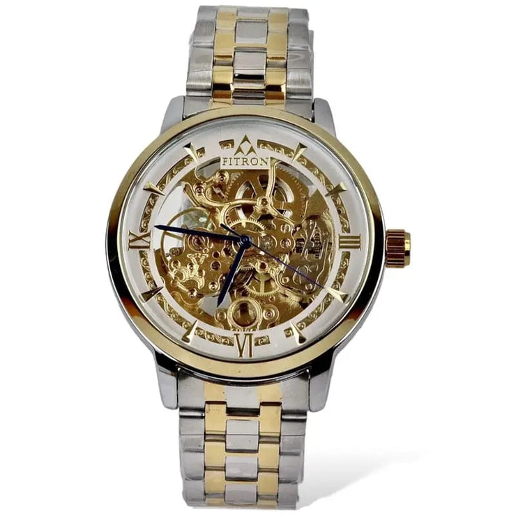 Skeleton Automatic Watch Two tone chain With Golden White image 8