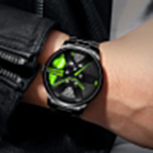 Original allroy rim Watch Black belt with Yellow dial image 7