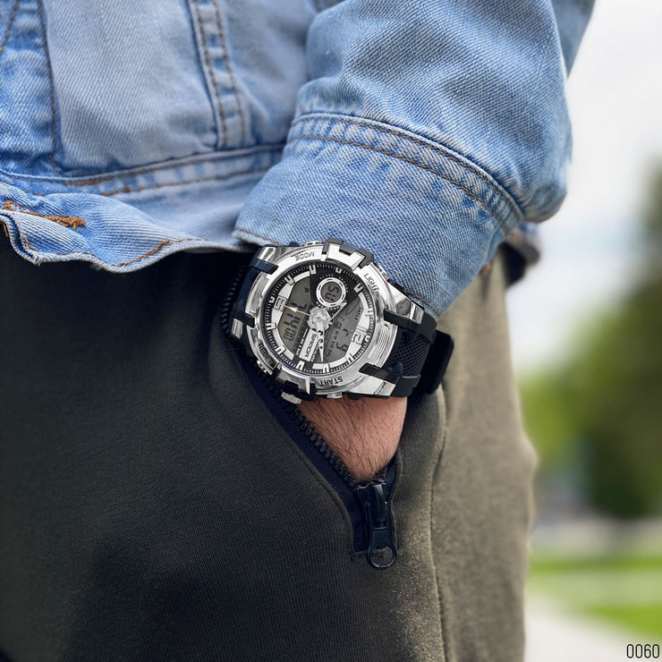 Original Sanda Sport Watch Sliver Dial With Black belt image 5