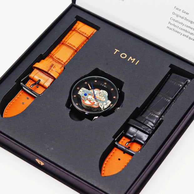 Tomi – FaceGear – Dual Strap –Black Bazel with Black Dial image 2