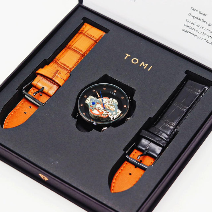 Tomi – FaceGear – Dual Strap –Black Bazel with Black Dial image 2