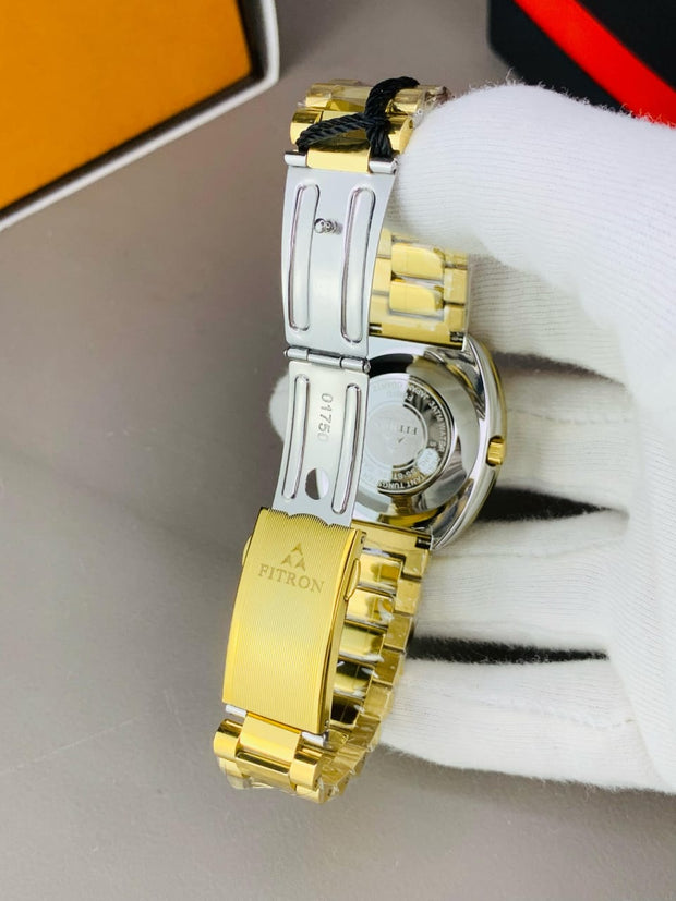 Fitron original  Diaster Watch white diamond with golden chain image 1