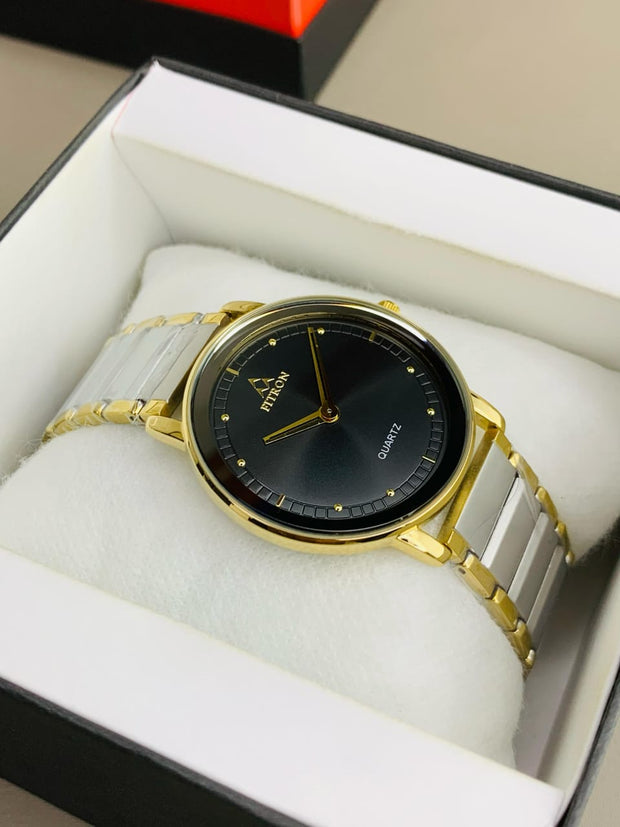 Fitron Classic Two tone chain with Black dial image 0