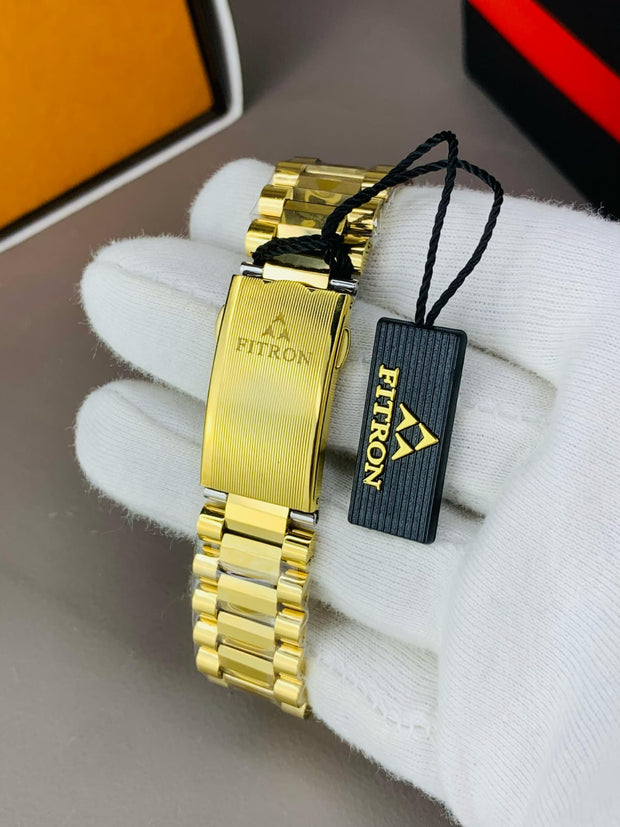 Fitron original  Diaster Watch white diamond with golden chain image 2
