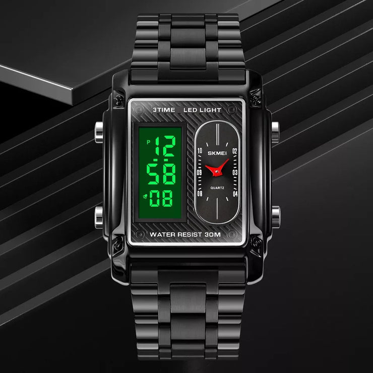 Original SKM Black Chain Square Dual time image 11