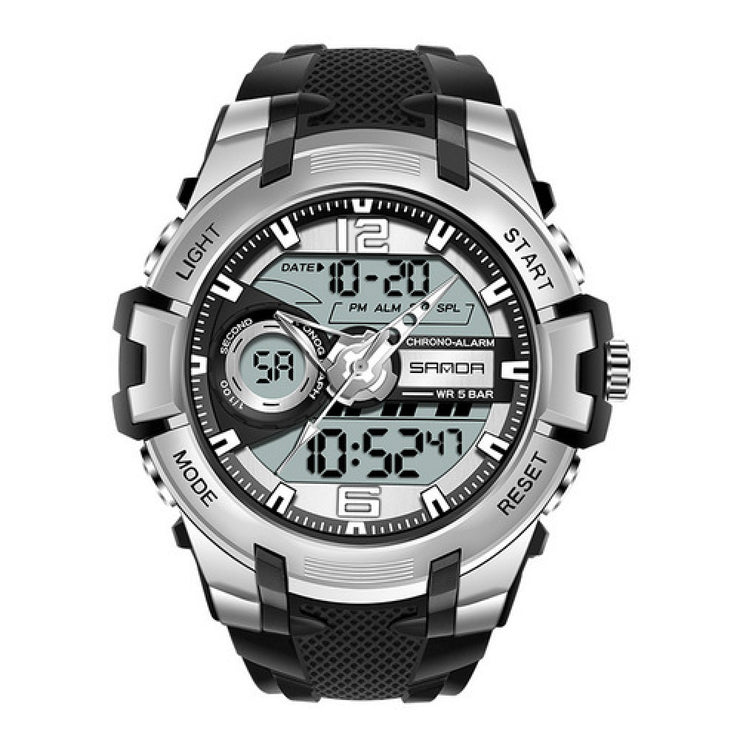 Original Sanda Sport Watch Sliver Dial With Black belt image 0